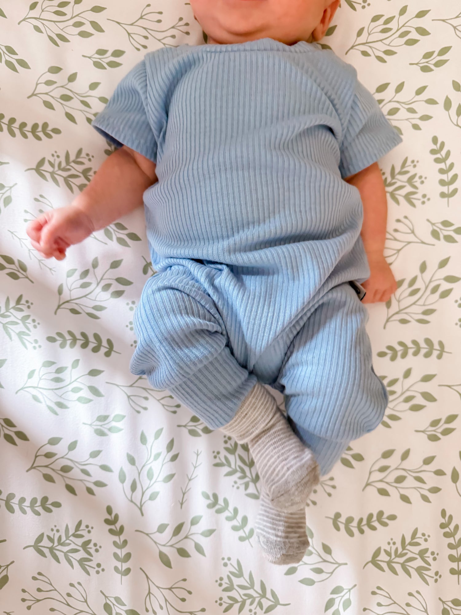 Blue Ribbed Harem Romper