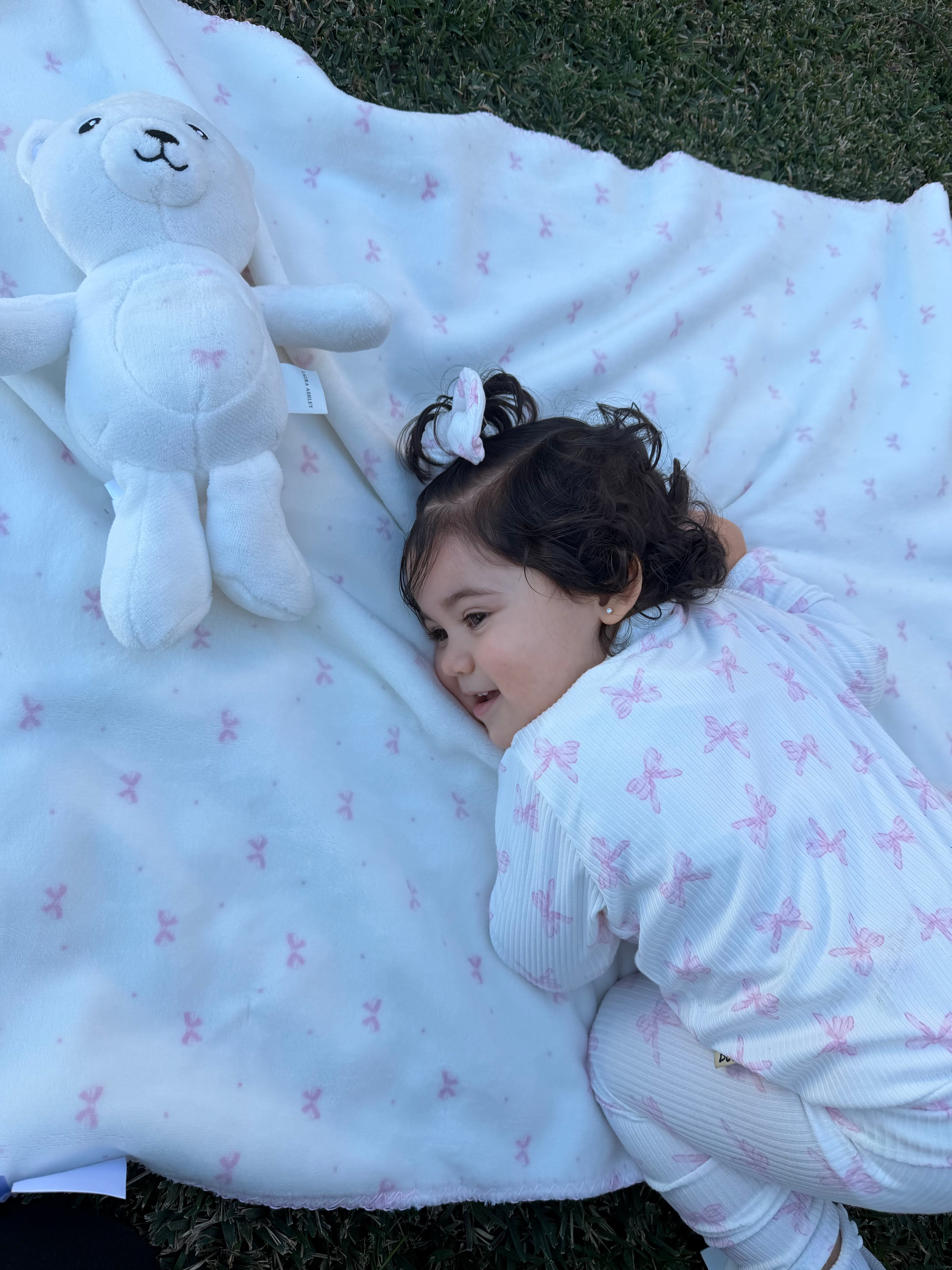 Pink Bows Ribbed Lounge Set