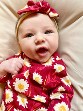 Mums Flowers on Burgundy Headbands