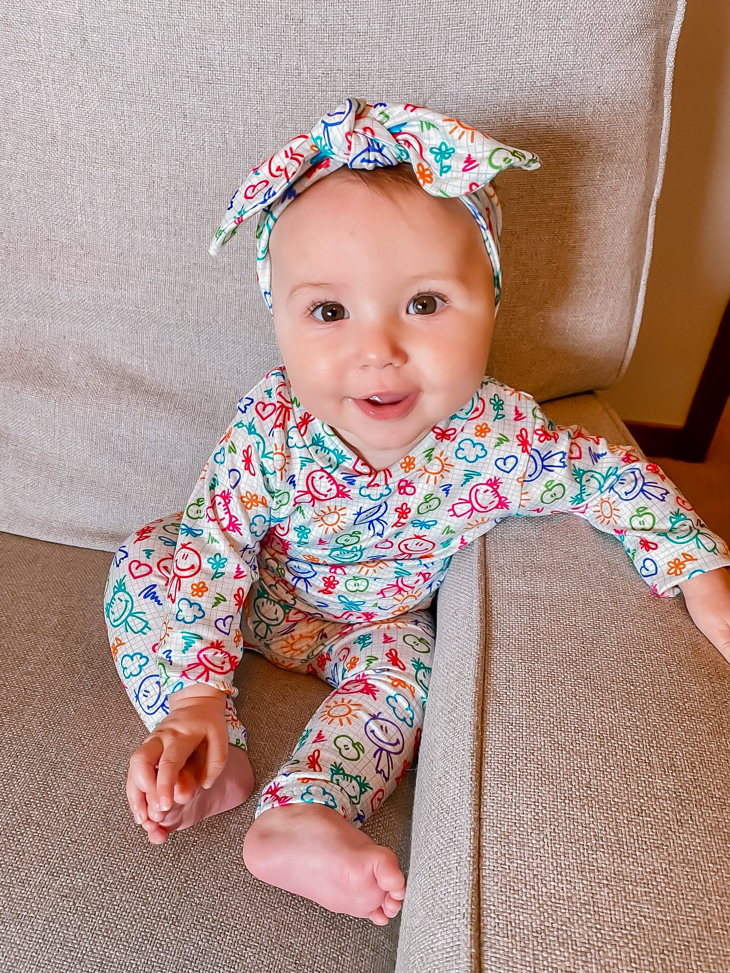 Baby Girl in Doodles Lounge Set