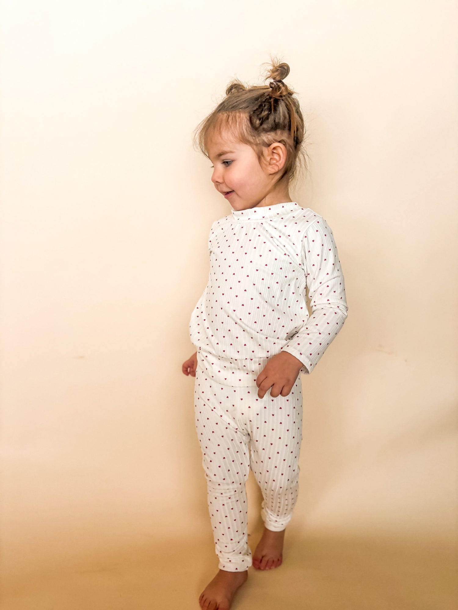 Little Red Hearts Ribbed Lounge Set