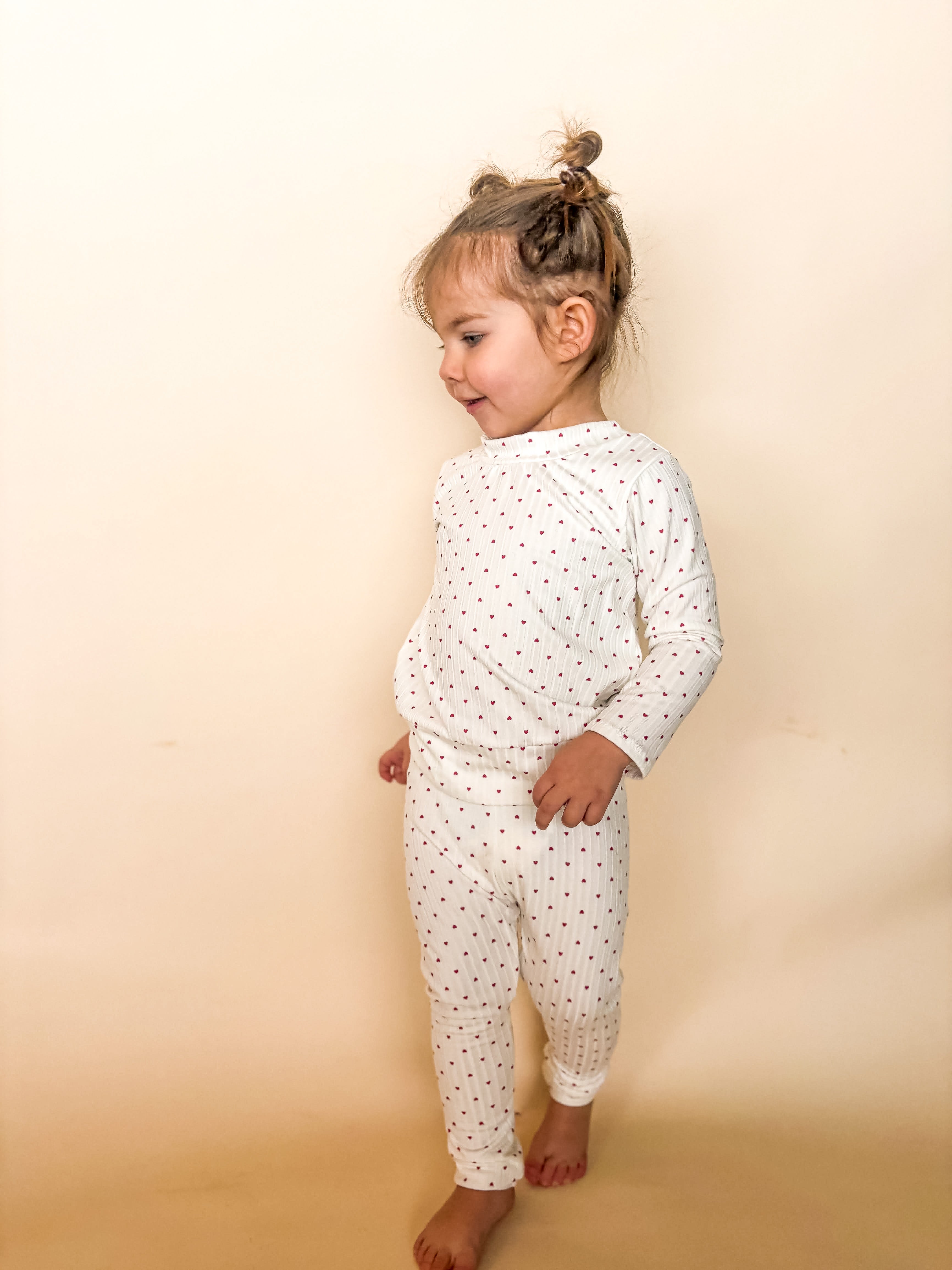 Little Red Hearts Ribbed Lounge Set