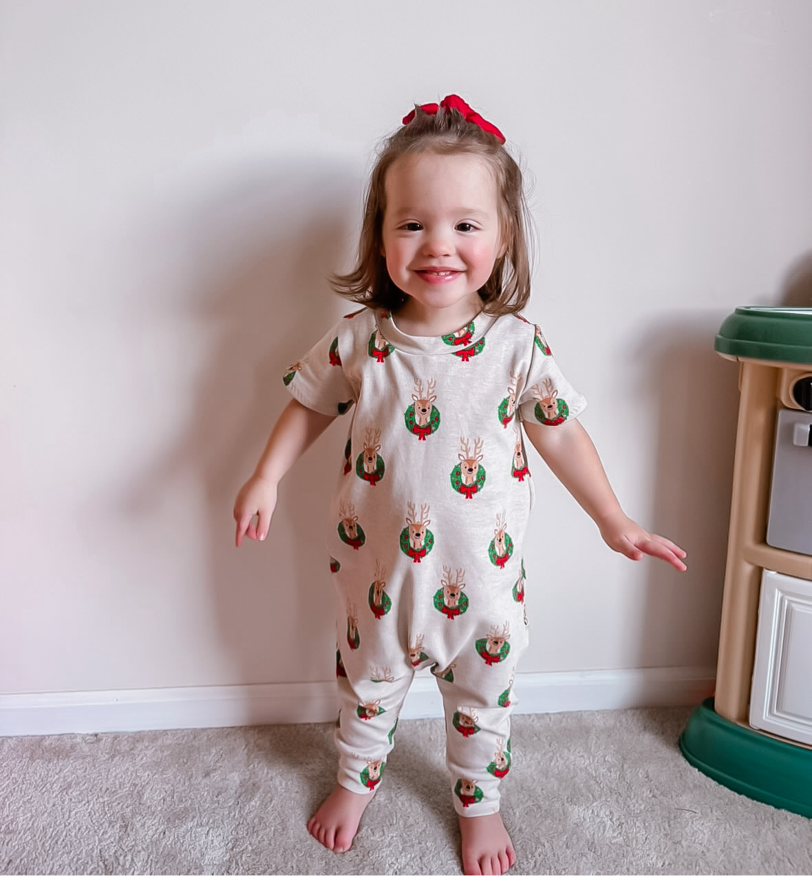 Reindeer Wreaths Harem Romper