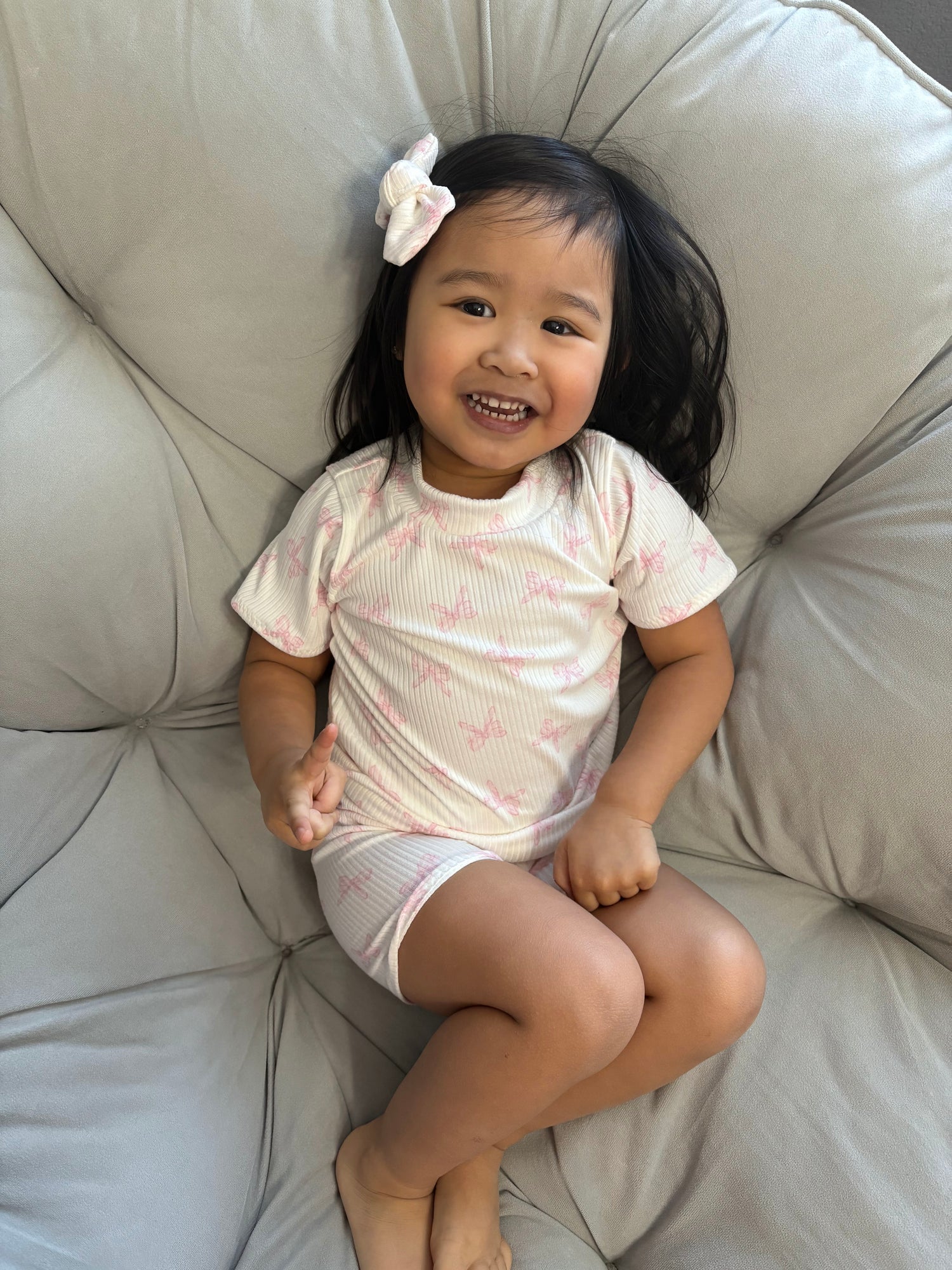 Pink Bows Ribbed Summer Lounge Set