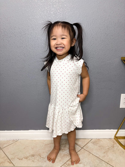 Little Red Hearts Ribbed Dress