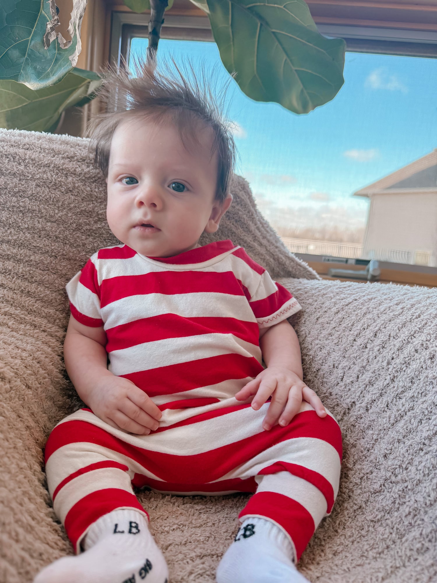 Red/White Stripe Harem Romper