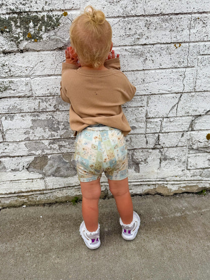 Sunflower Patchwork Ribbed Bummies &amp; Biker Shorts