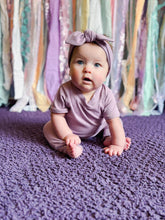 Baby Girl Lavender Ribbed Harem Romper