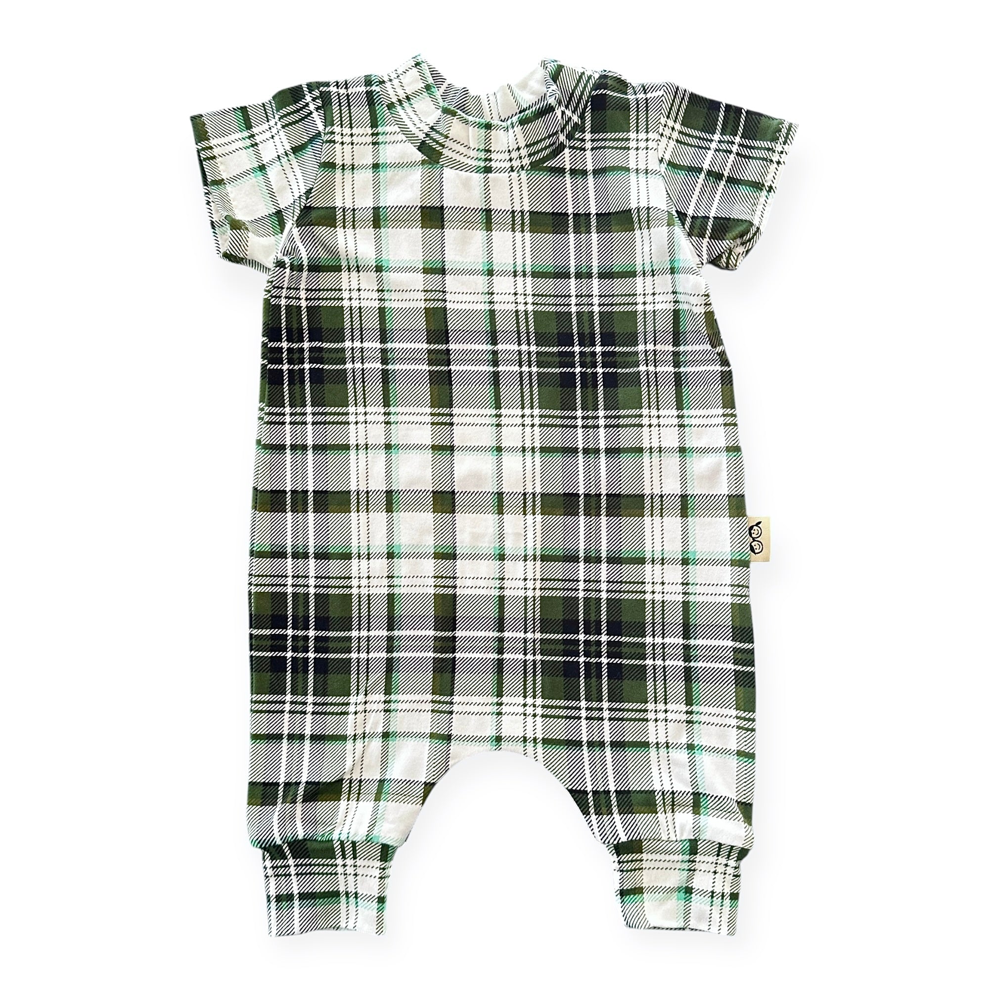 Evergreen Holiday Plaid Harem Romper