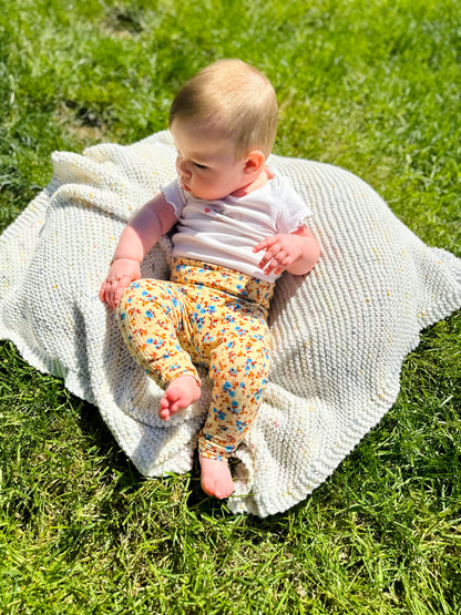 Dainty Floral on Yellow Ribbed Leggings