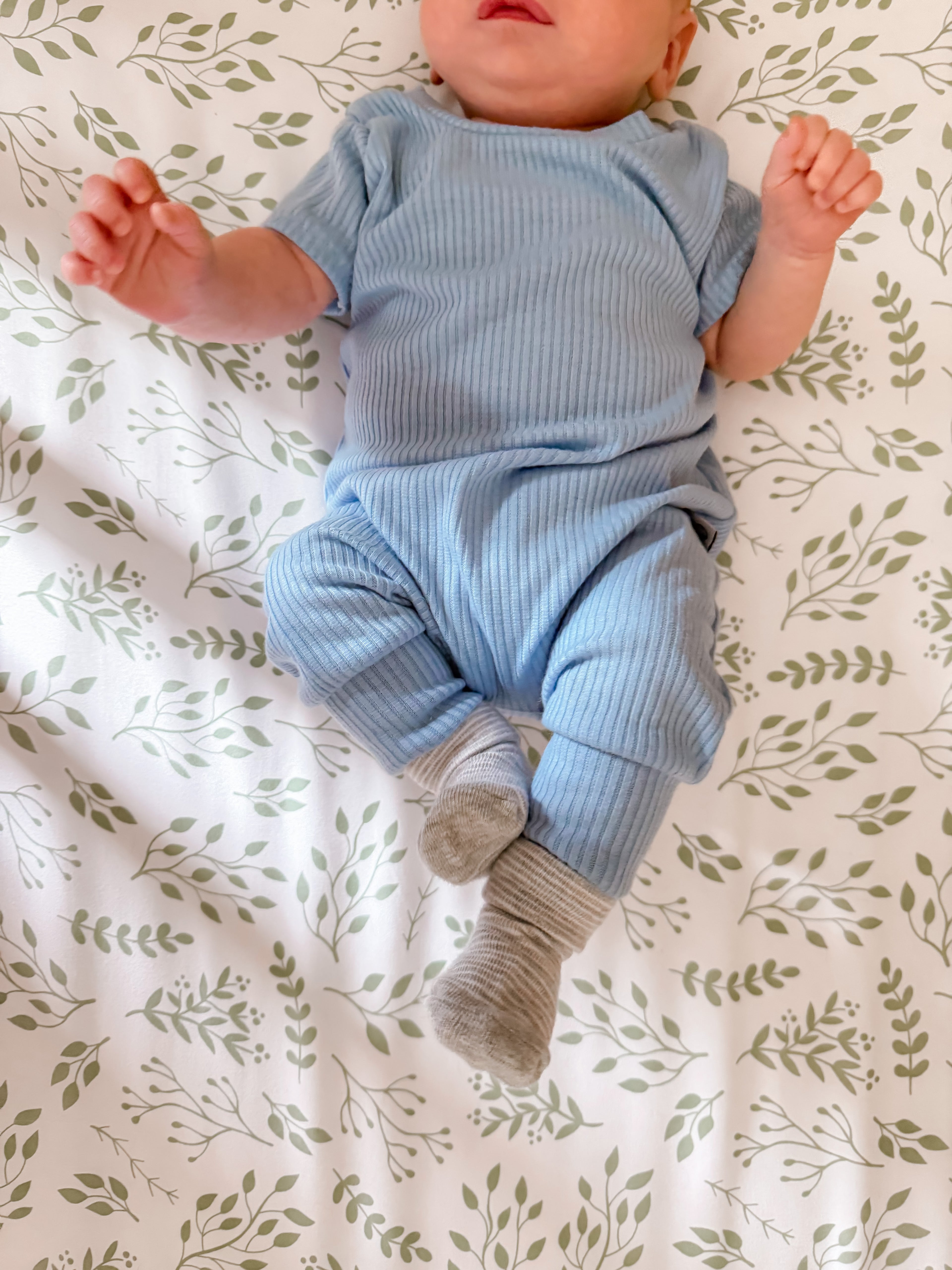 Blue Ribbed Harem Romper