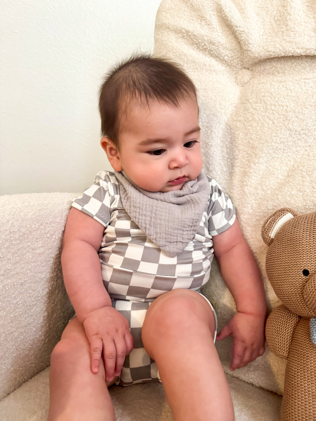Grey Retro Checkered Summer Lounge Set