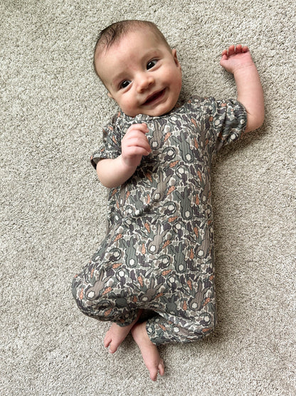 Easter Bunny Camo Ribbed Harem Romper