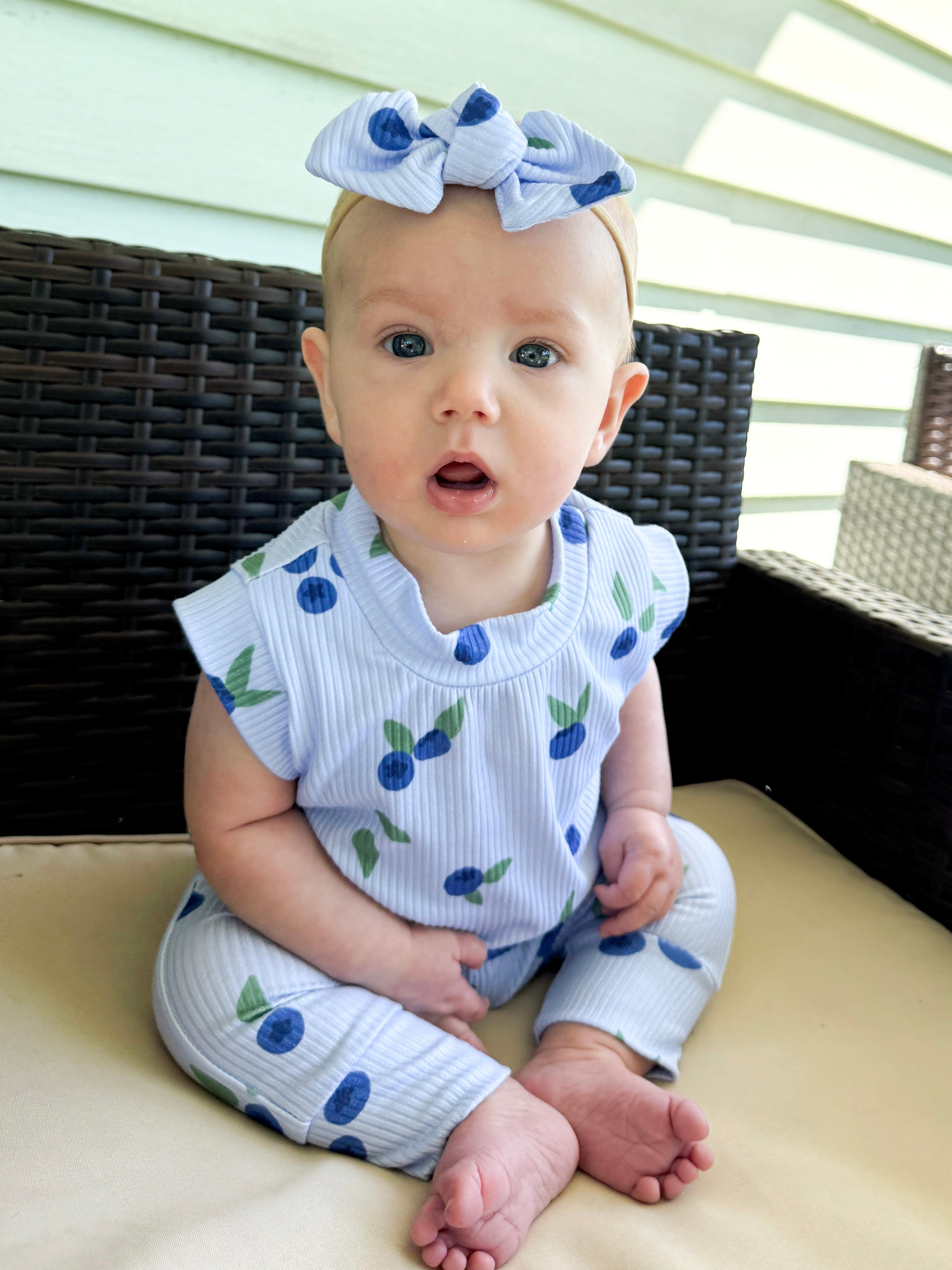 Blueberry Breeze Ribbed Harem Romper