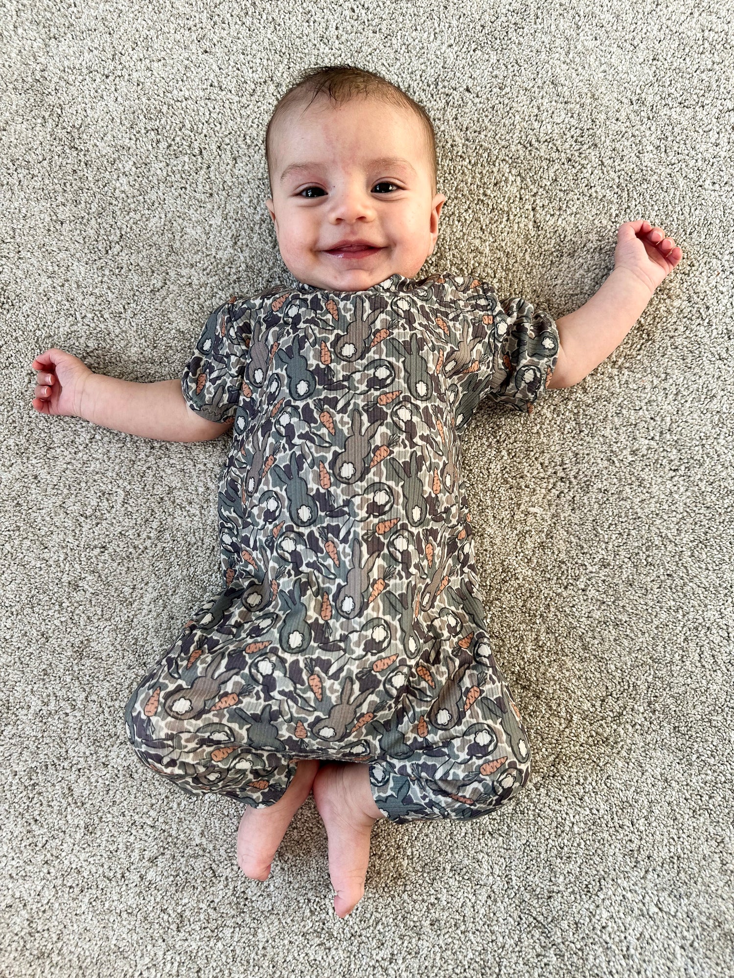 Easter Bunny Camo Ribbed Harem Romper
