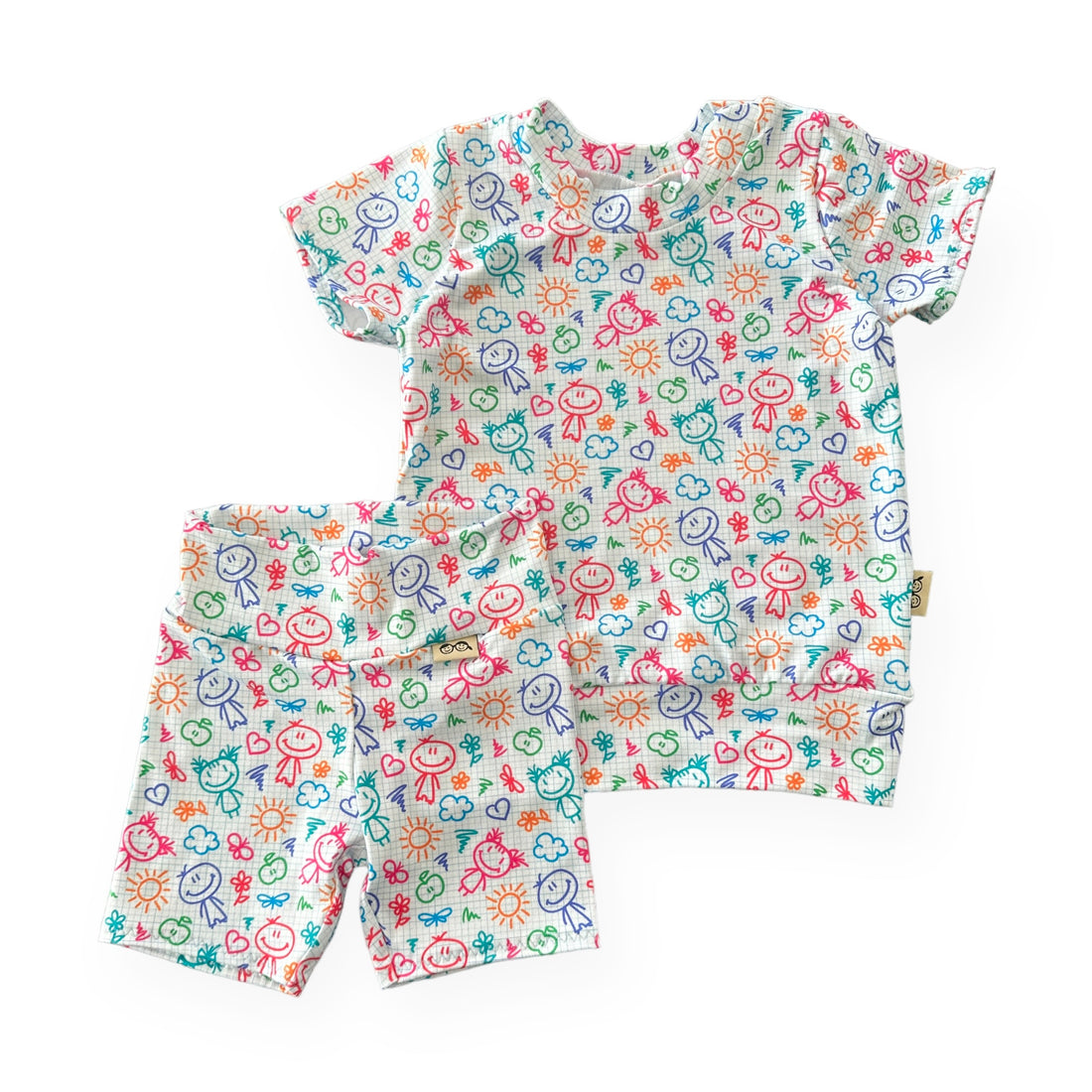 Doodle Biker Shorts Lounge Set