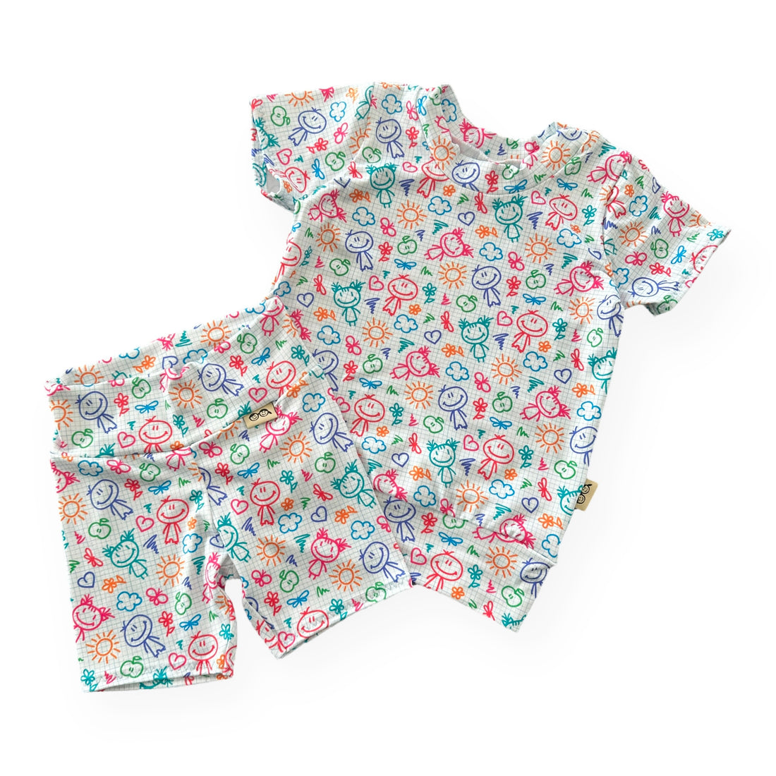 Doodle Biker Shorts Lounge Set