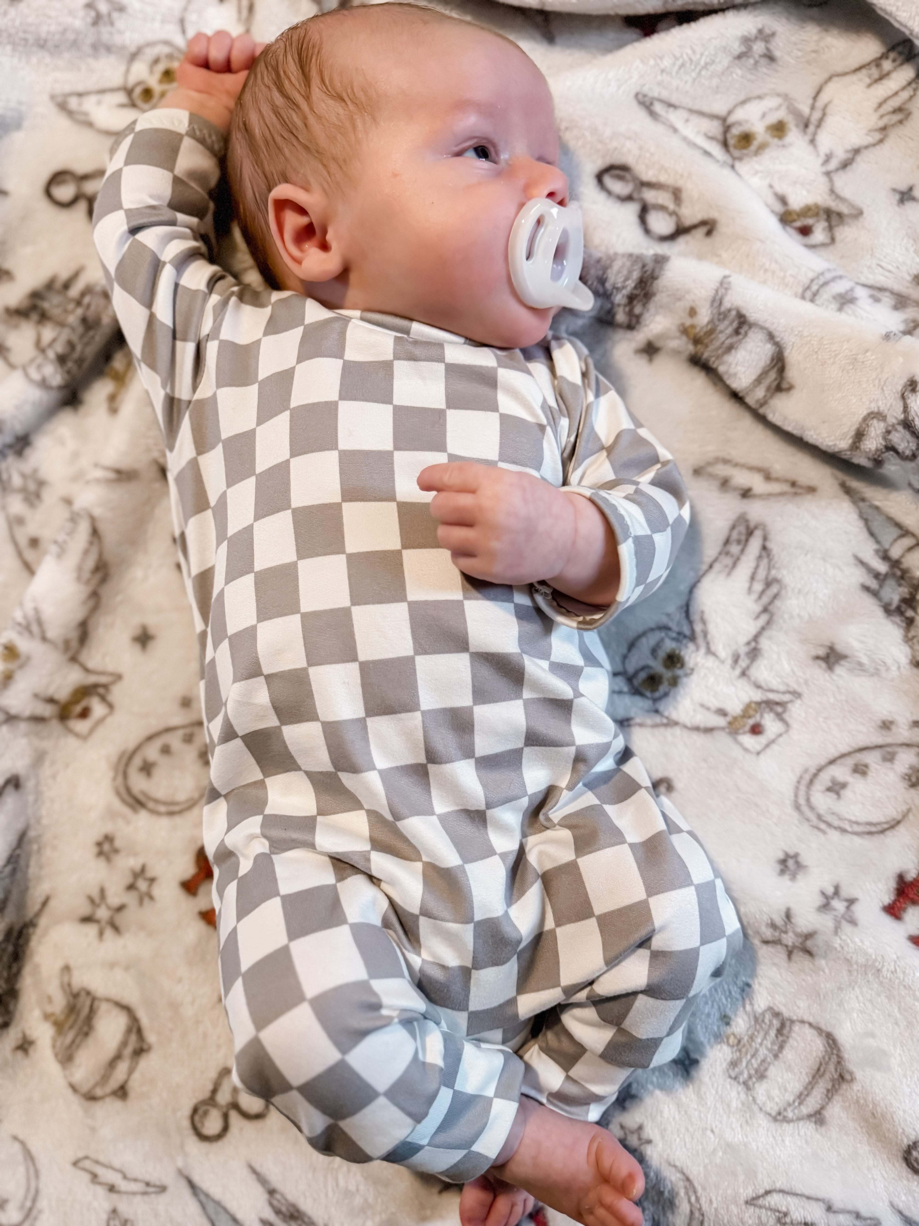 Grey Retro Checkered Harem Romper