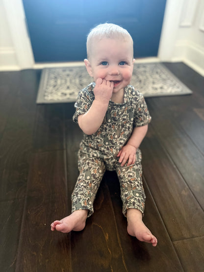 Easter Bunny Camo Ribbed Harem Romper