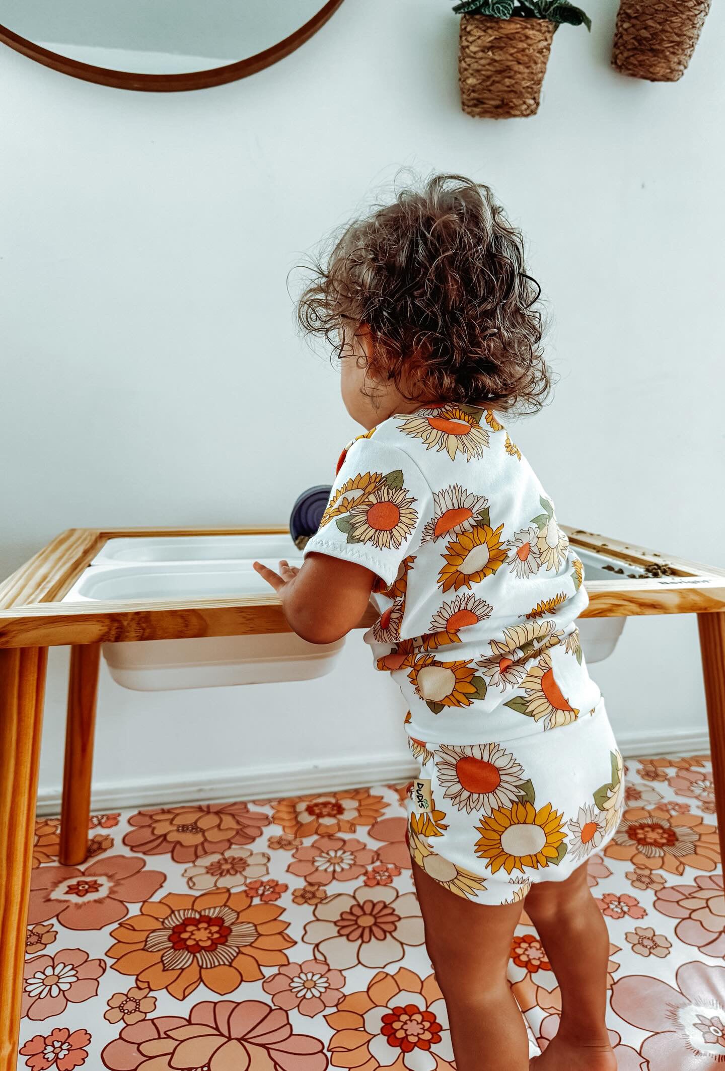 Toddler in Retro Sunflowers Summer Lounge Set