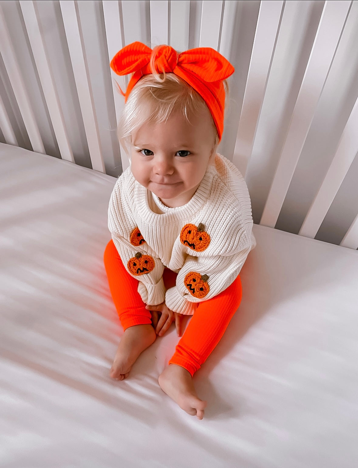 Bright Orange Ribbed Leggings