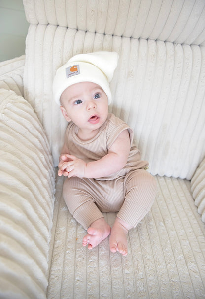 Sand Ribbed Harem Romper