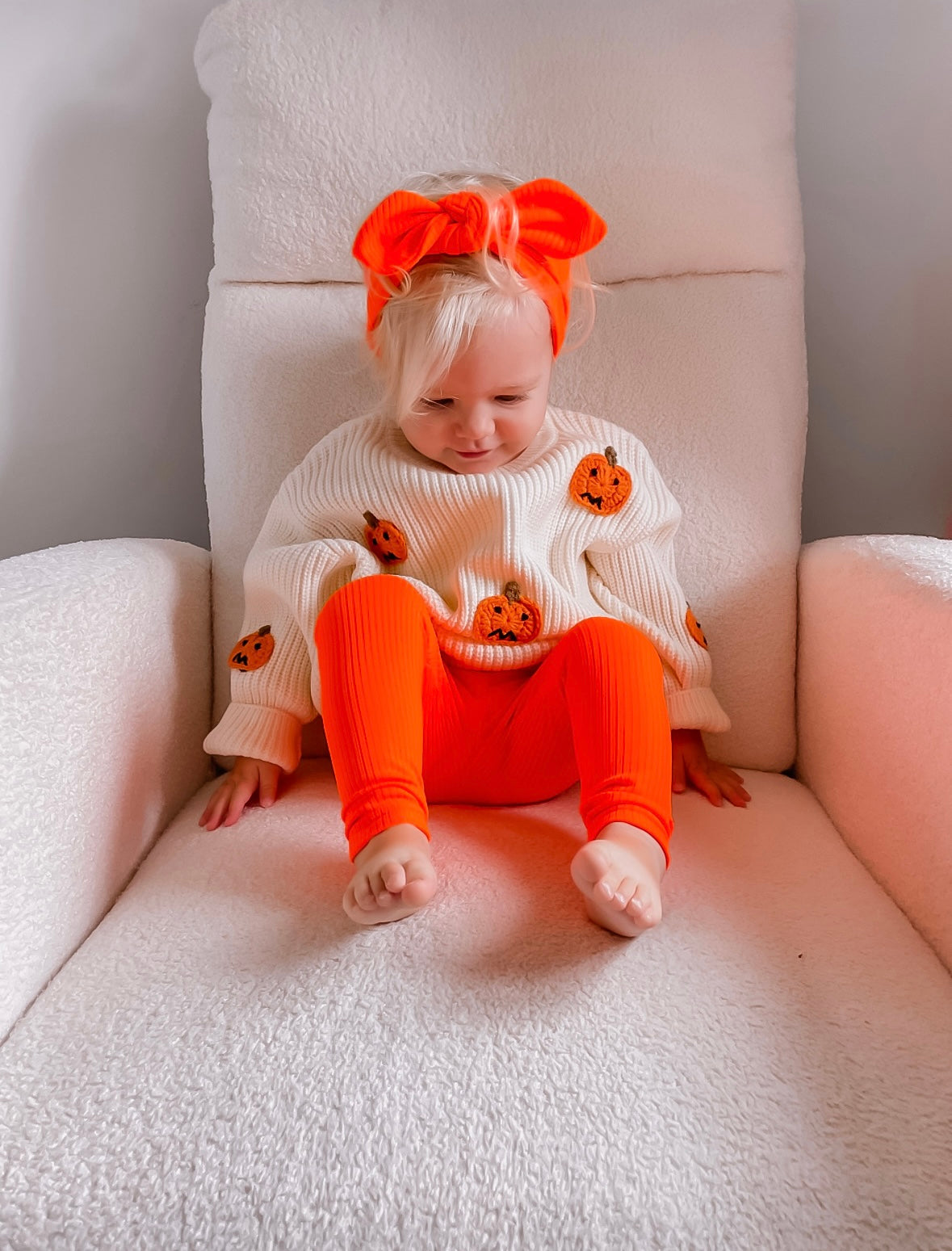 Bright Orange Ribbed Leggings