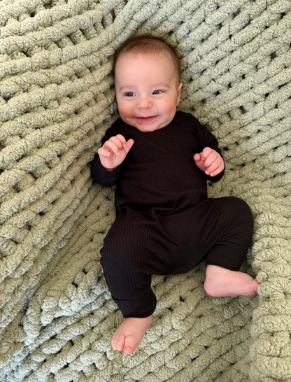 Black Ribbed Harem Romper