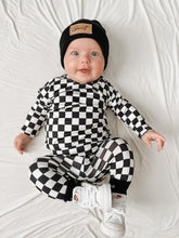 Baby Boy in Black Retro Checkered Lounge Set