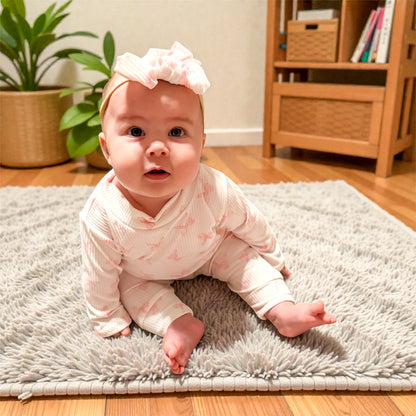 Pink Bows Ribbed Harem Romper