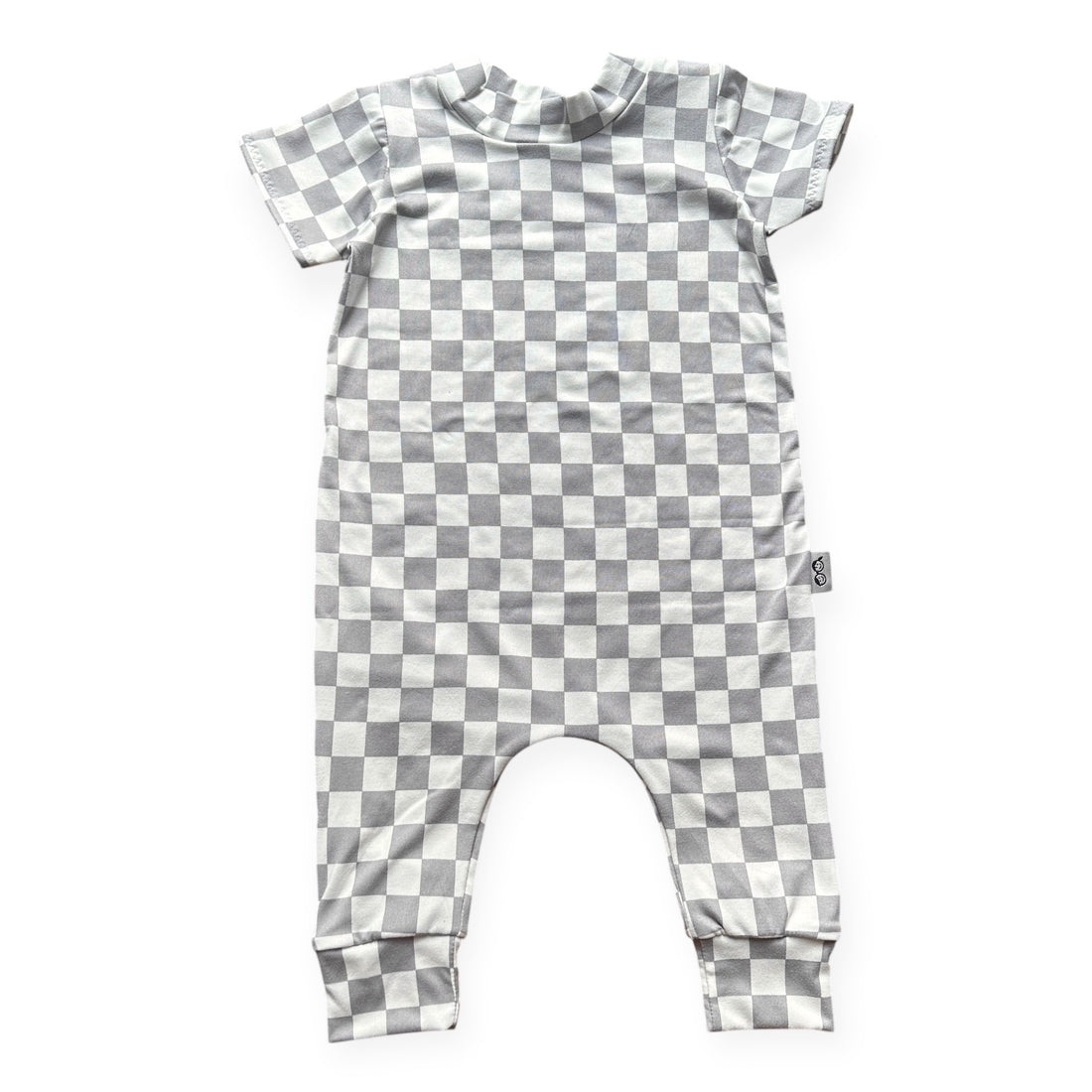 Grey Retro Checkered Harem Romper