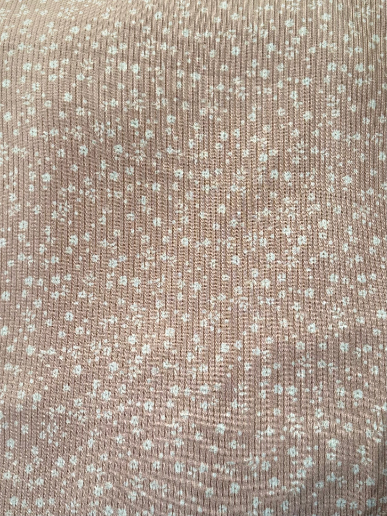 Little Wildflowers Latte Ribbed - Limited Vault Fabric
