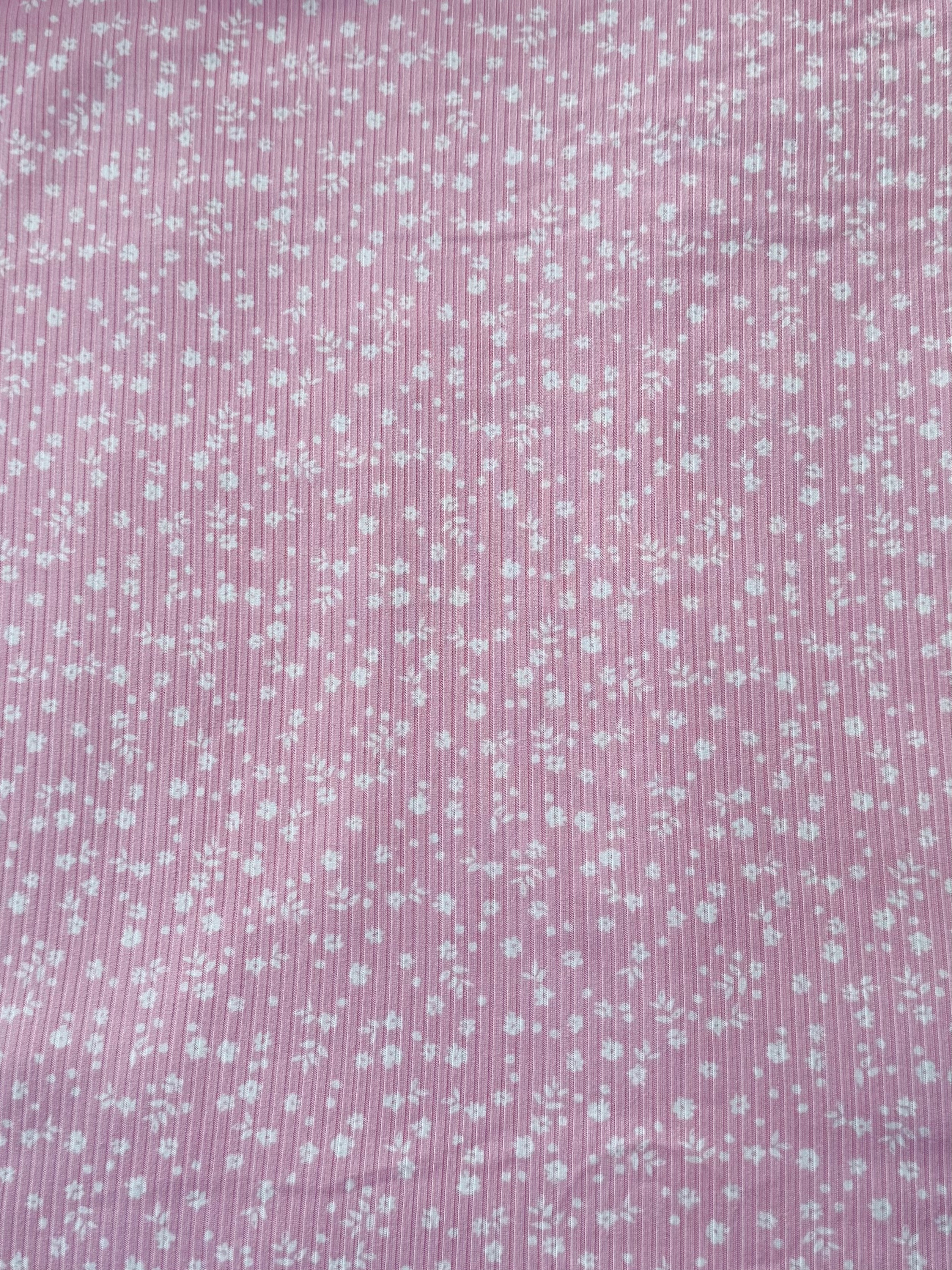 Little Wildflowers Baby Pink Ribbed - Limited Vault Fabric