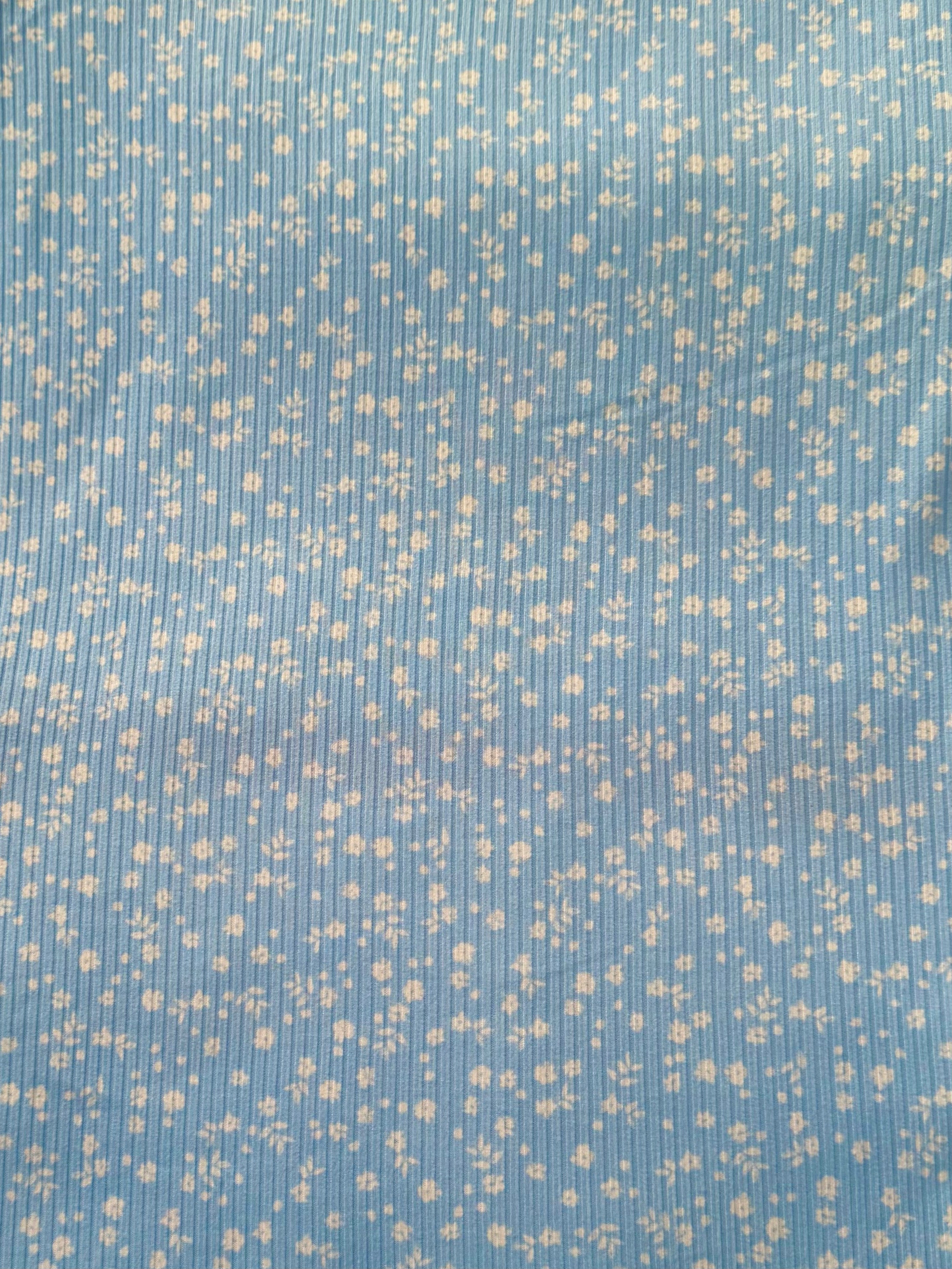 Little Wildflowers Sky Blue Ribbed - Limited Vault Fabric
