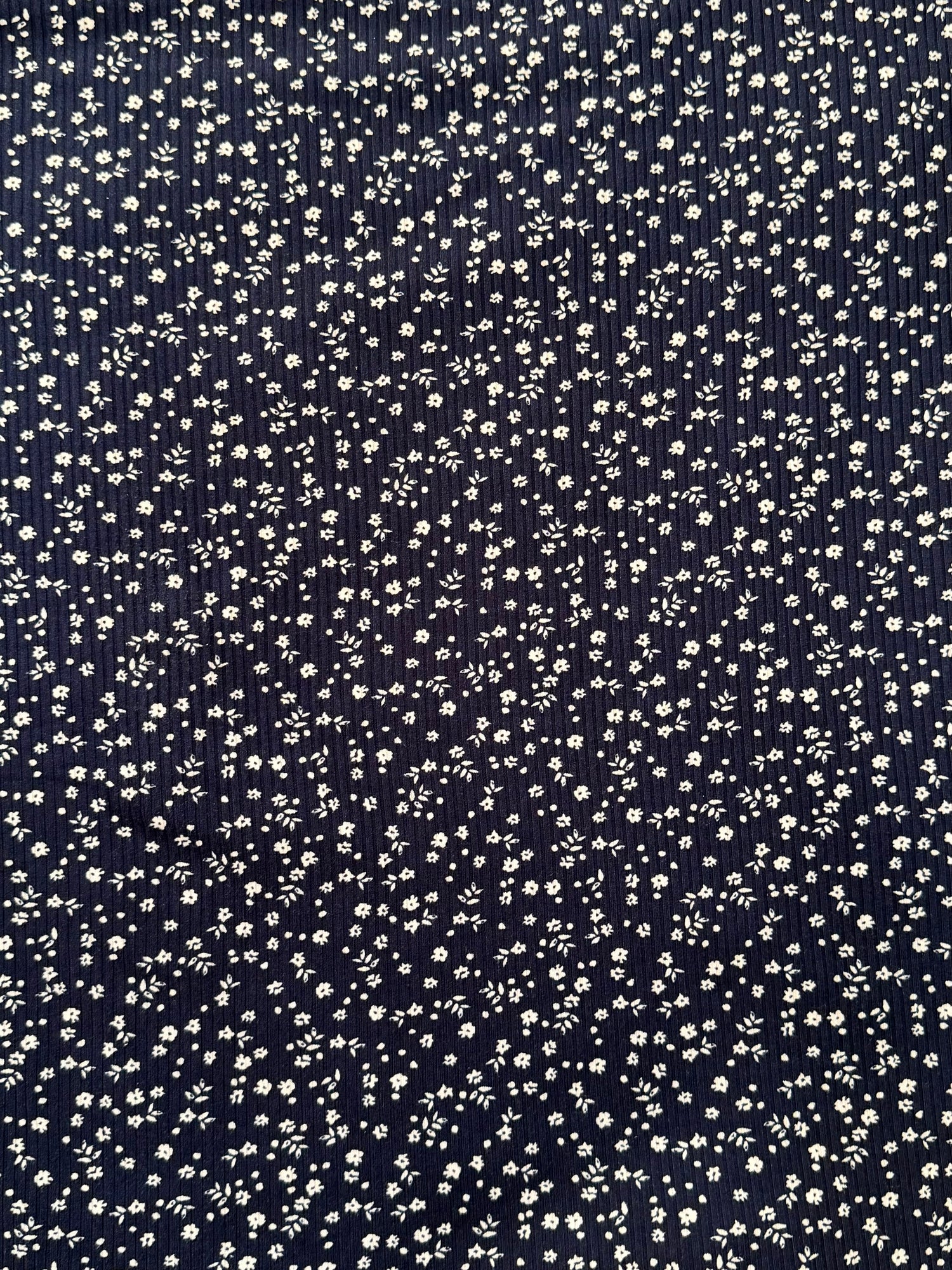 Little Wildflowers  Navy Blue Ribbed - Limited Vault Fabric