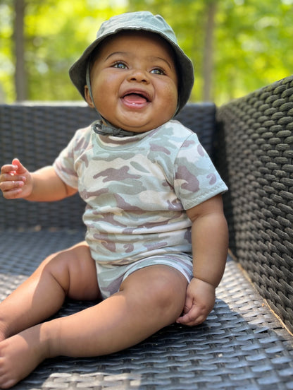 baby boy in Green Camo Summer Lounge Top