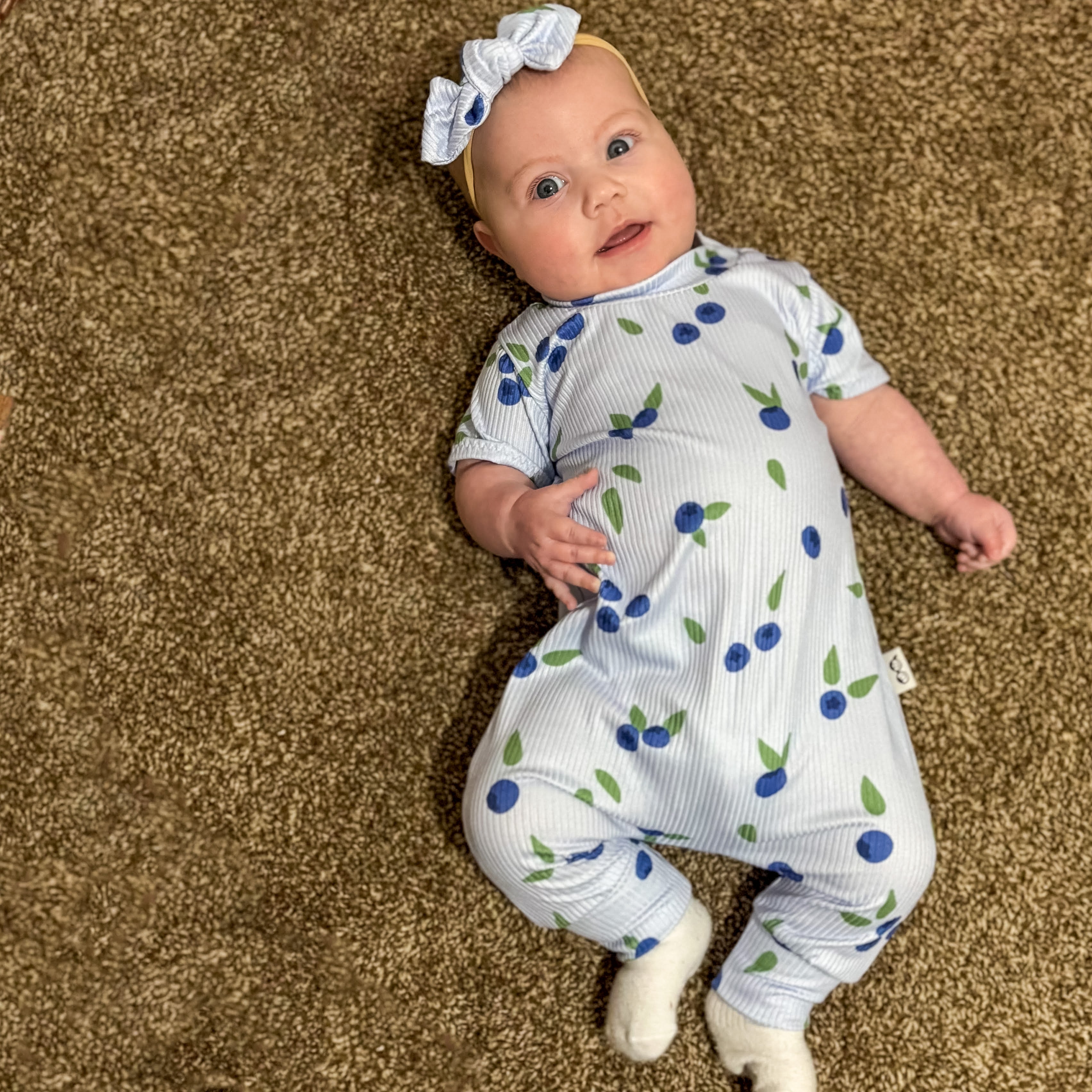 Blueberry Breeze Ribbed Harem Romper
