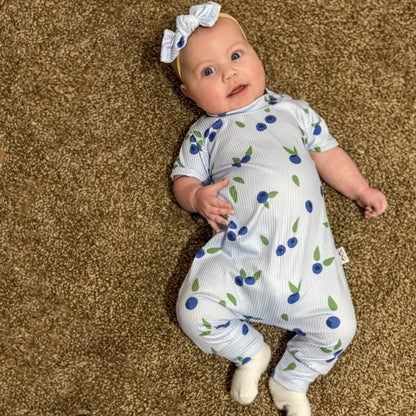 Blueberry Breeze Ribbed Harem Romper