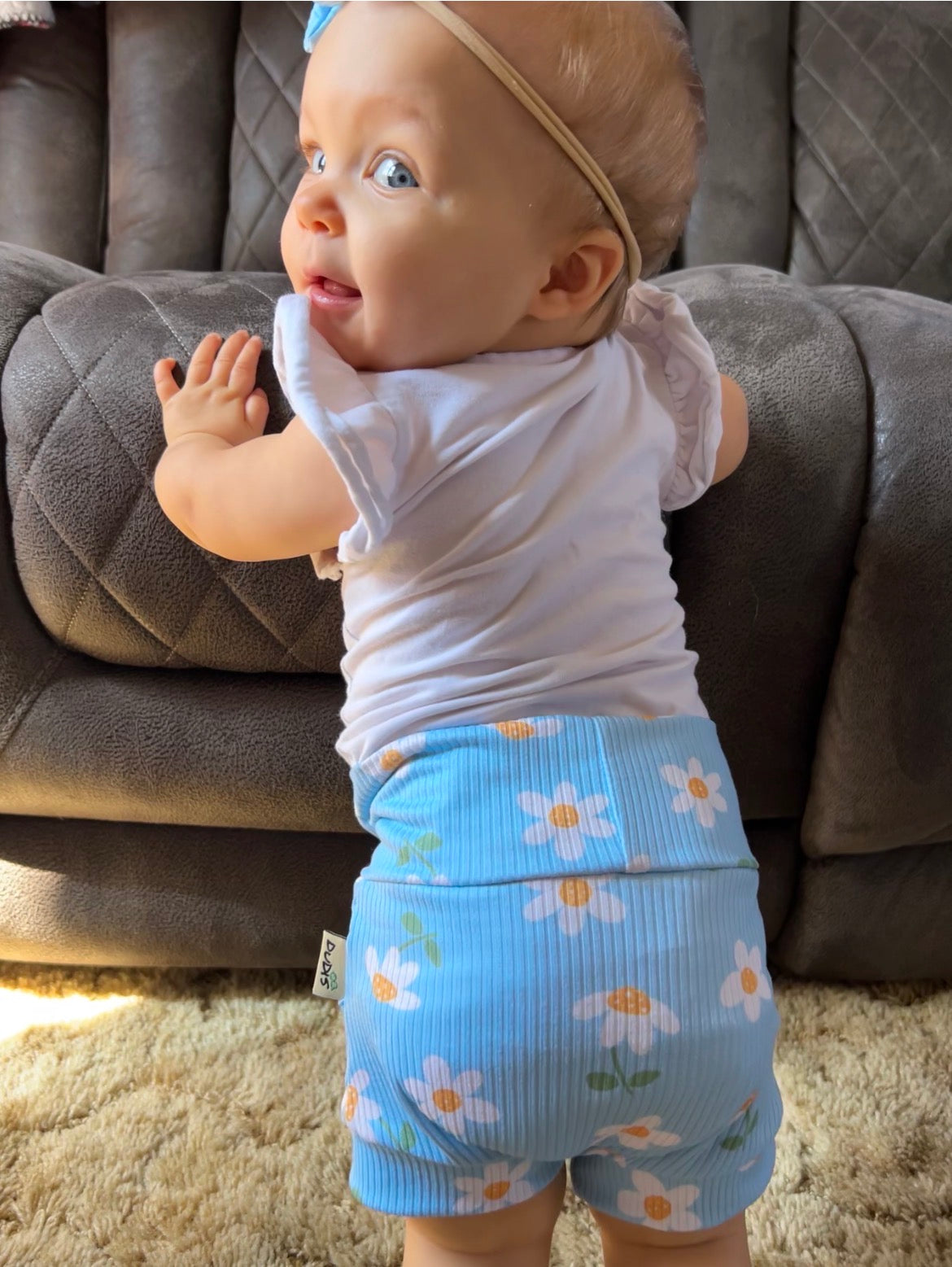 Blue Sky Daisies Ribbed Bummies &amp; Biker Shorts
