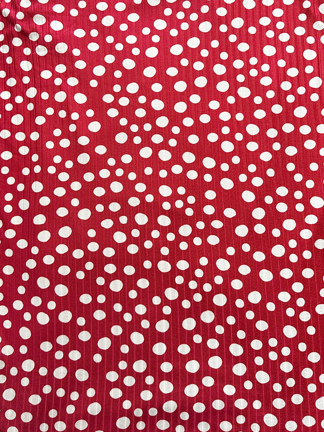 Darker Red With Large White Dots Ribbed - Limited Vault Fabric