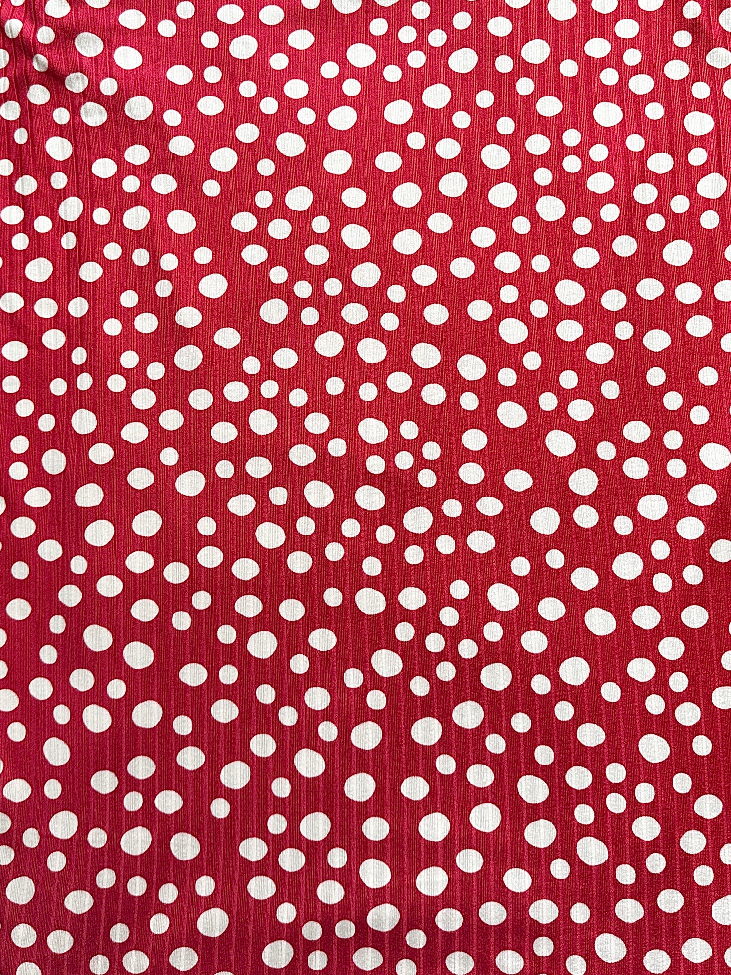 Darker Red With Large White Dots Ribbed - Limited Vault Fabric
