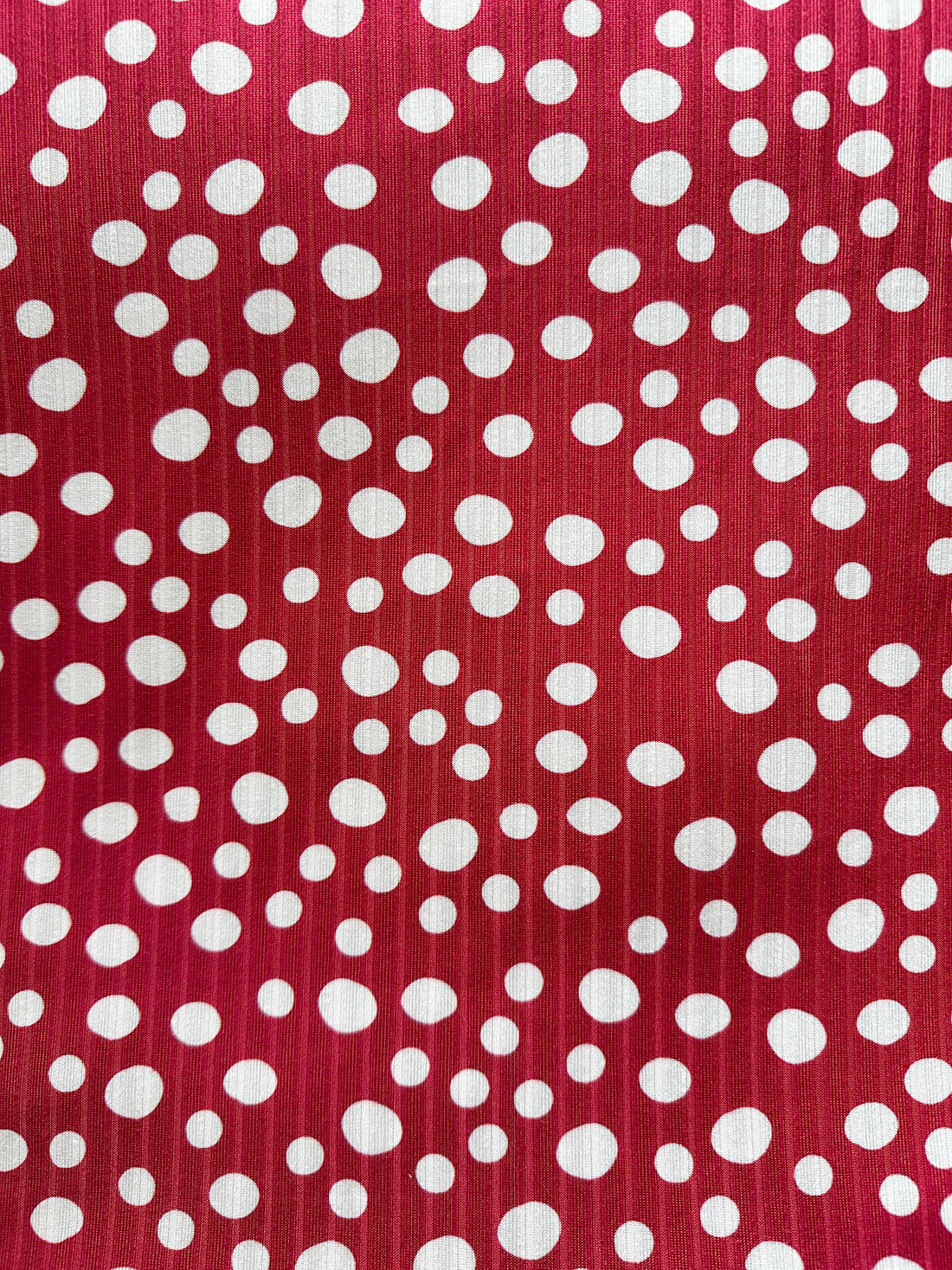 Darker Red With Large White Dots Ribbed - Limited Vault Fabric