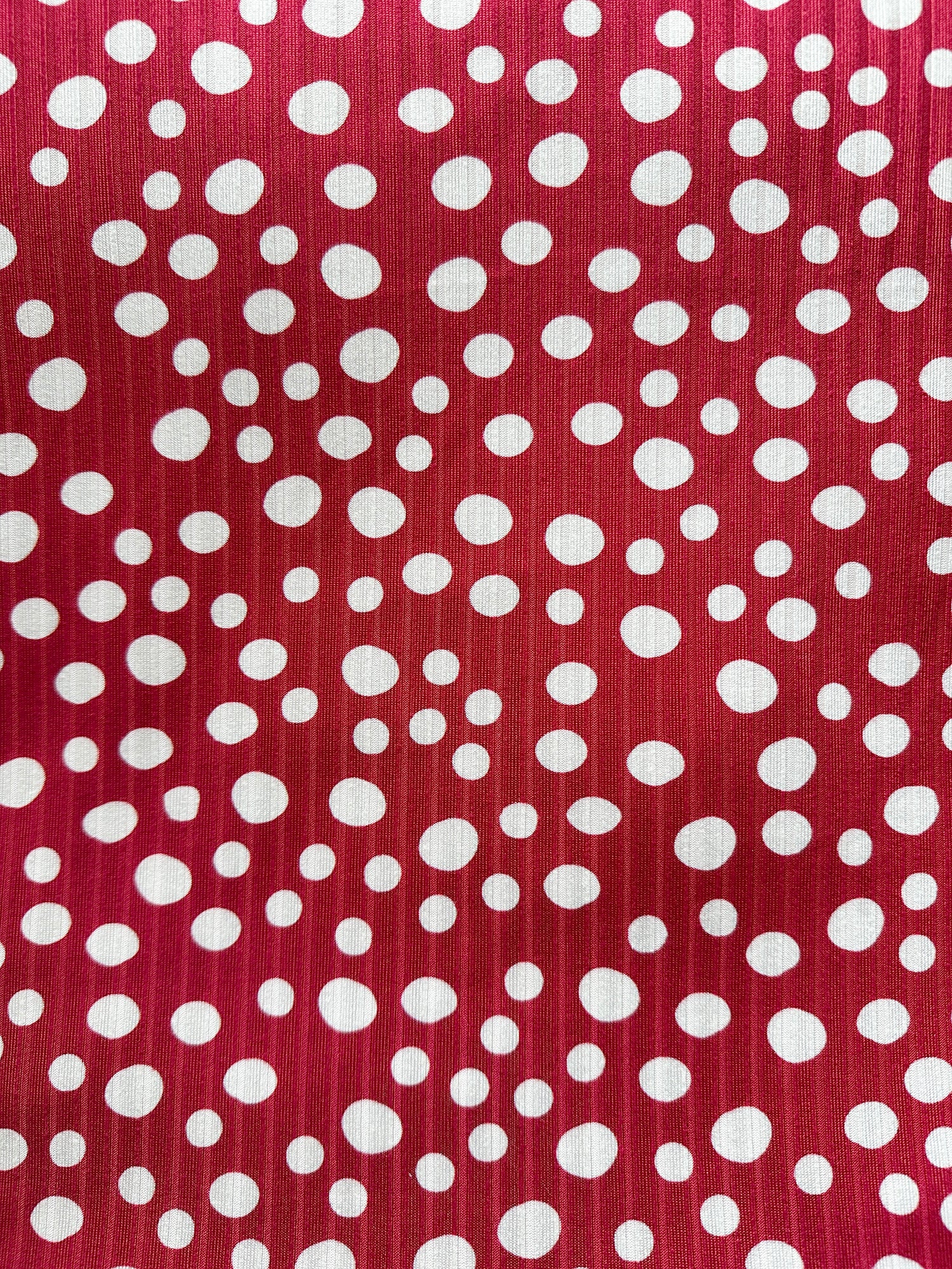 Darker Red With Large White Dots Ribbed - Limited Vault Fabric