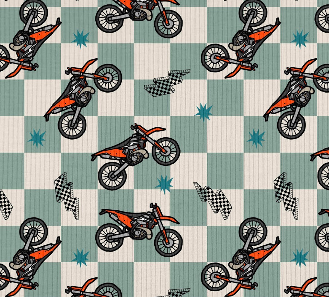 Dirt Bike Checkers Ribbed - Limited Vault Fabric