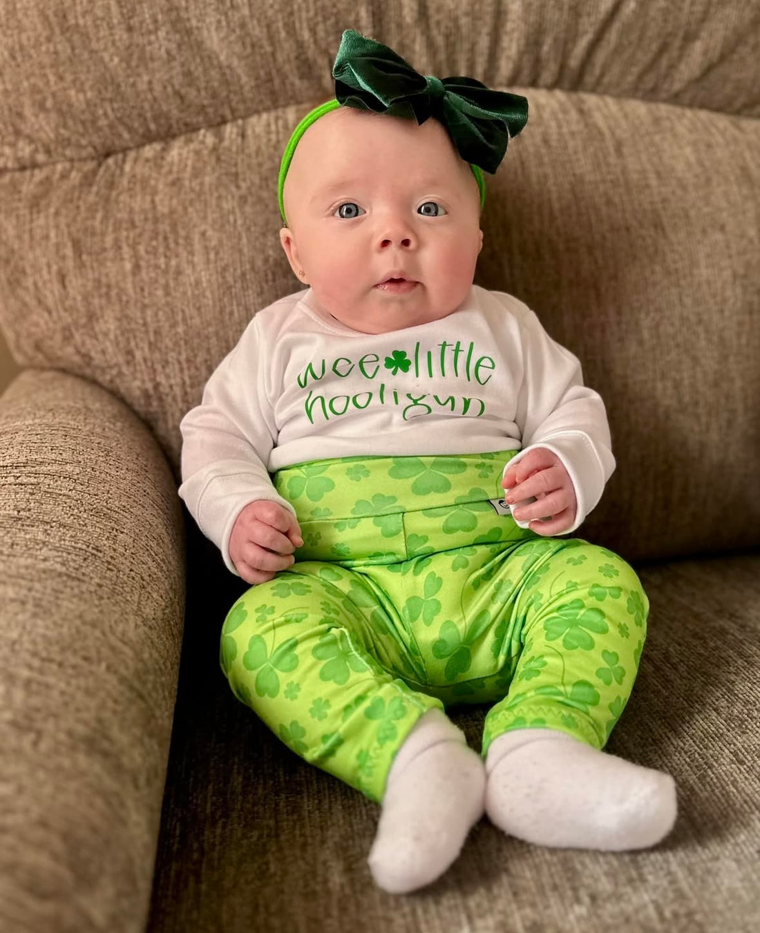 Green Shamrocks and White &