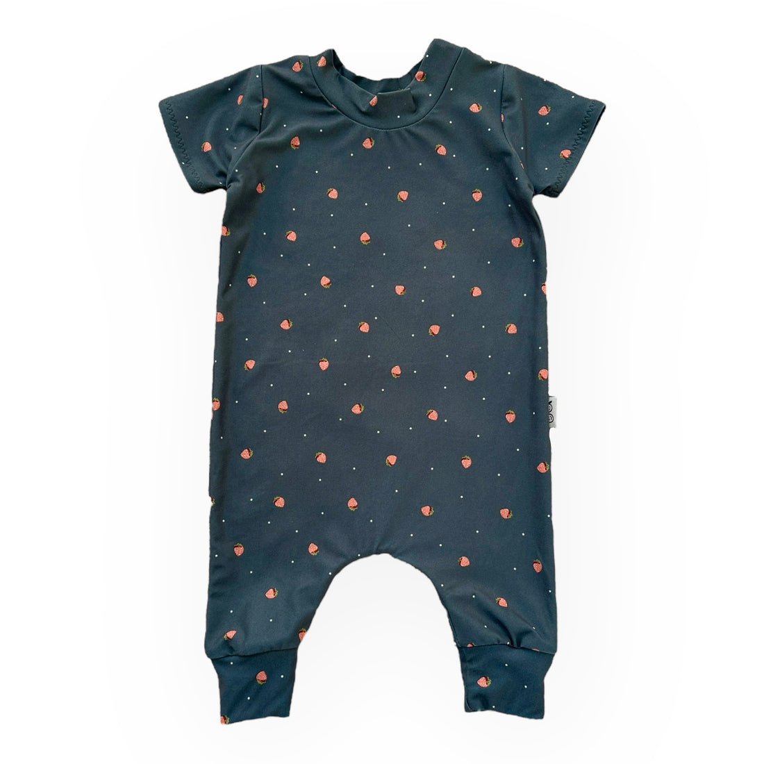Strawberries on Navy Blue Harem Romper