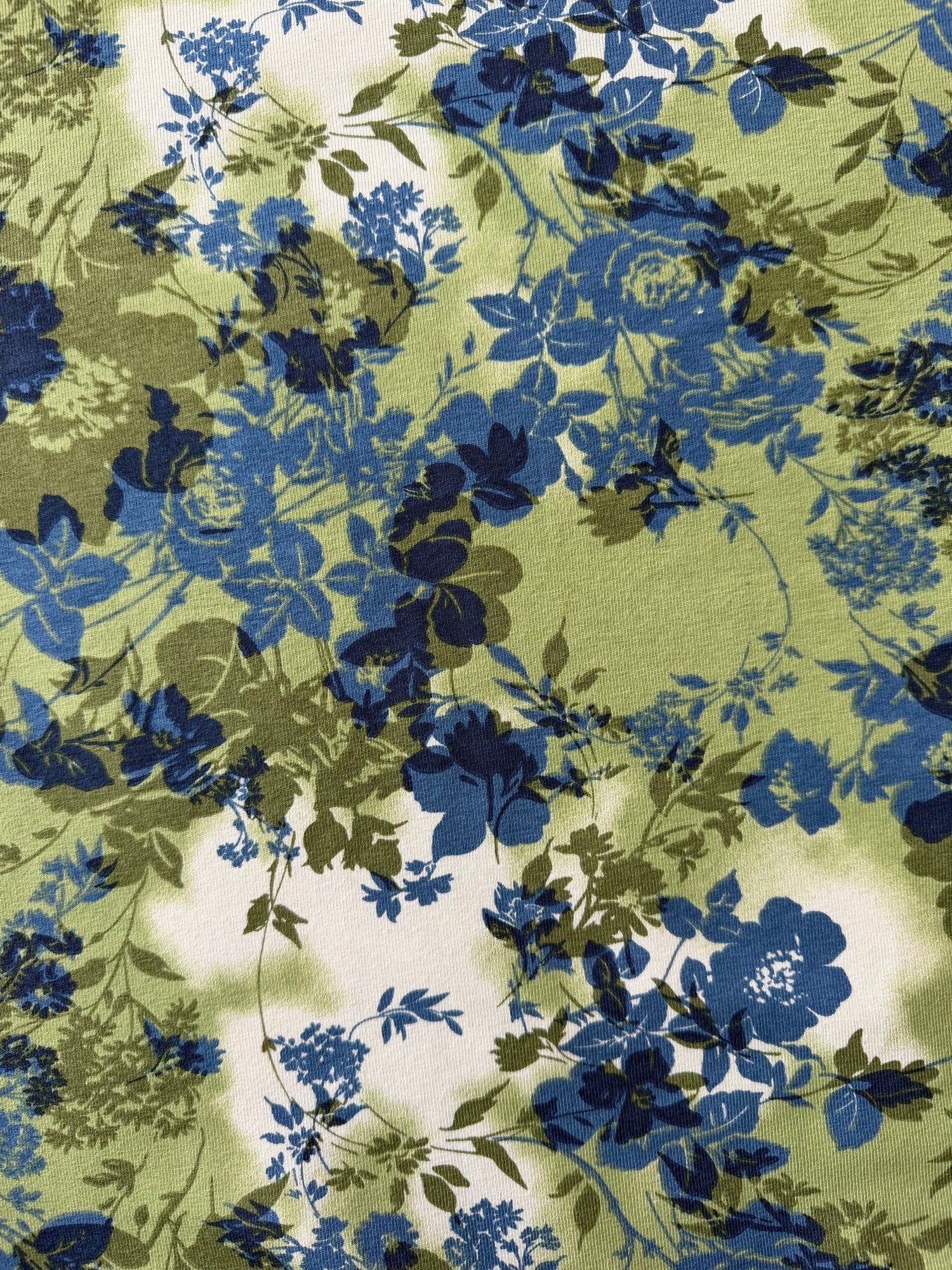 Organic Blue &amp; Sage Vintage Floral - Limited Vault Fabric
