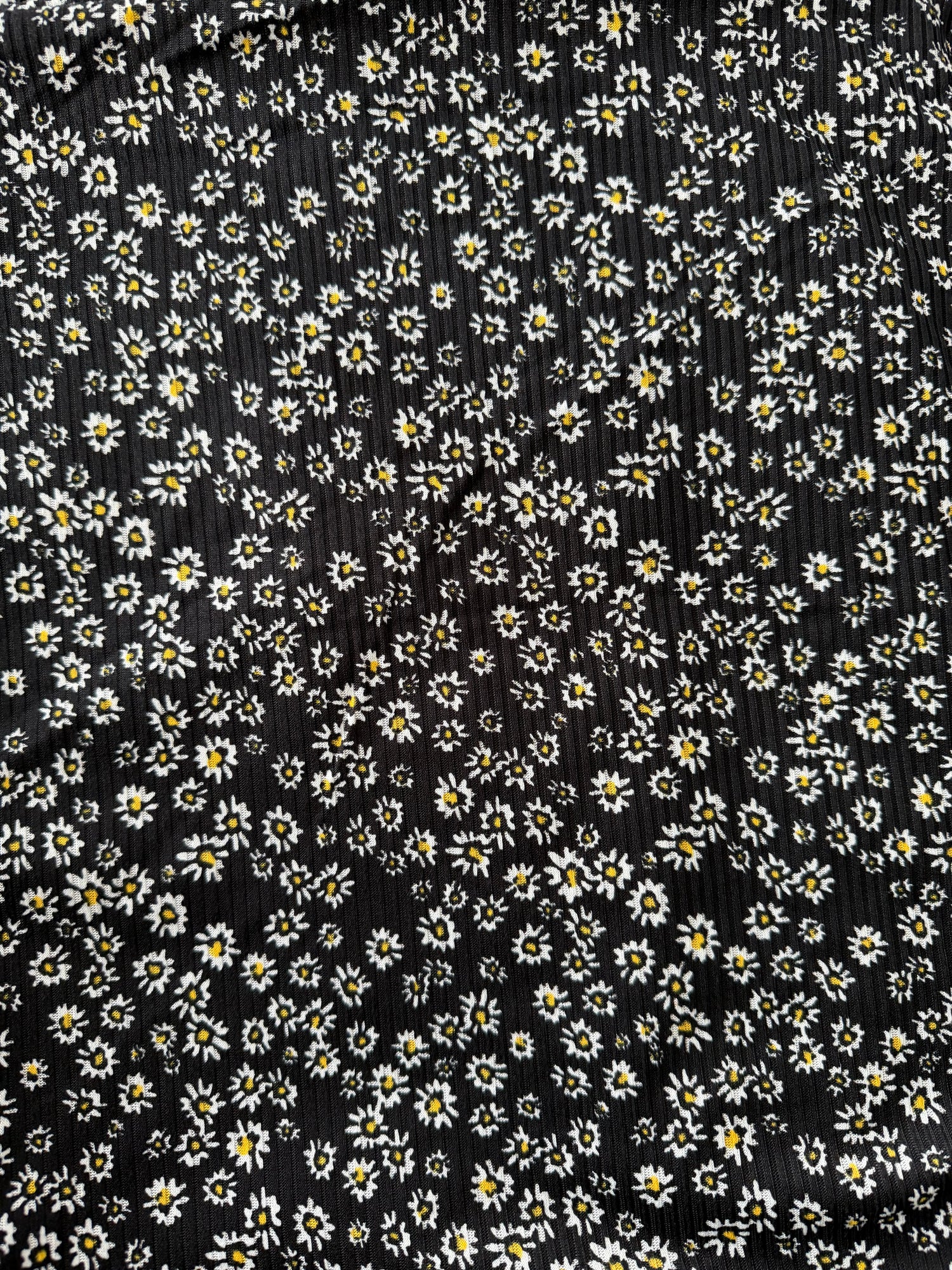 Black Daisy Ribbed - Limited Vault Fabric