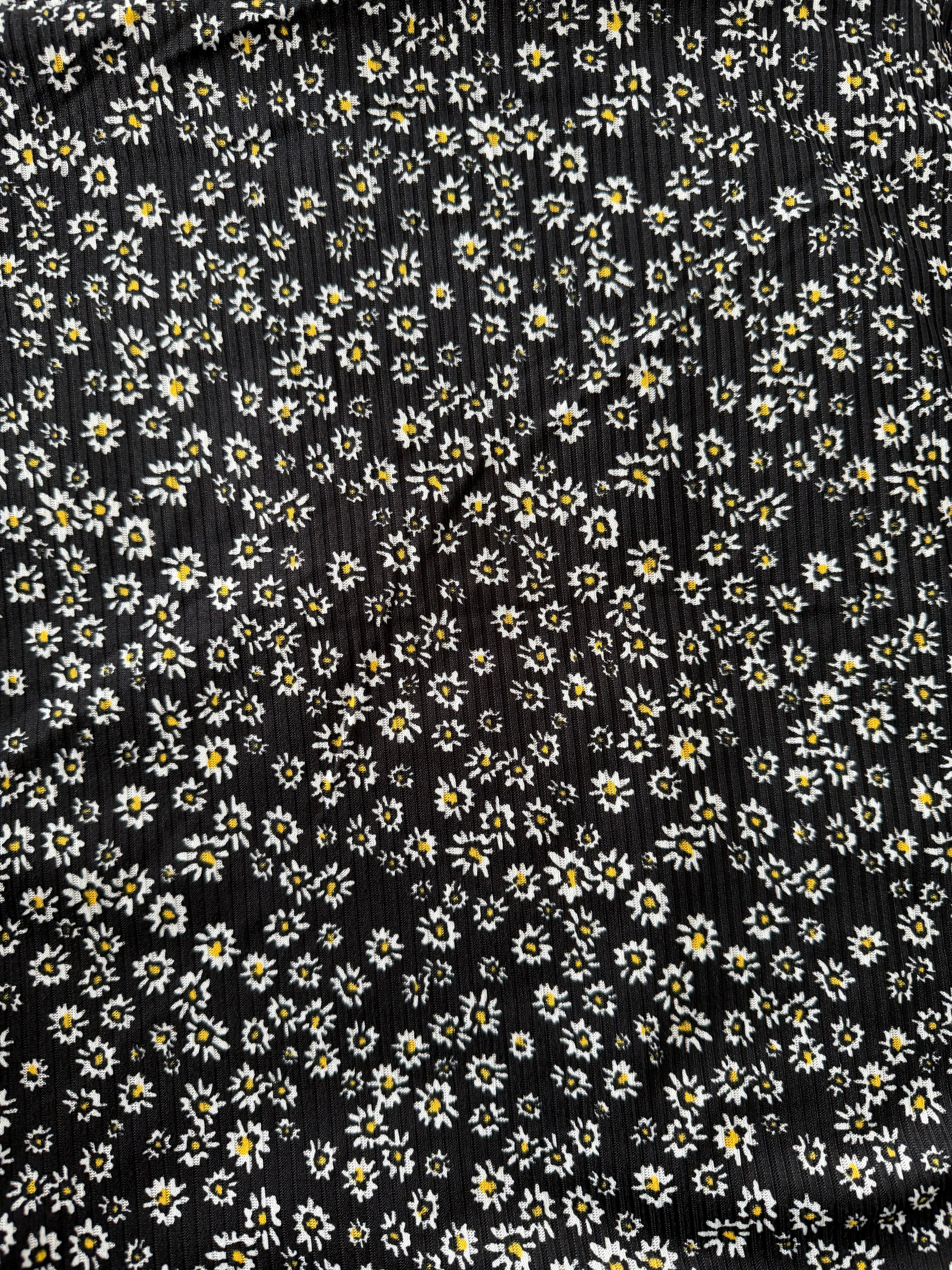 Black Daisy Ribbed - Limited Vault Fabric