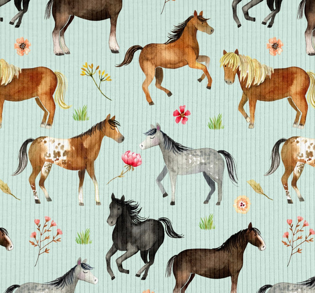 Wildflower Horses Ribbed - Limited Vault Fabric